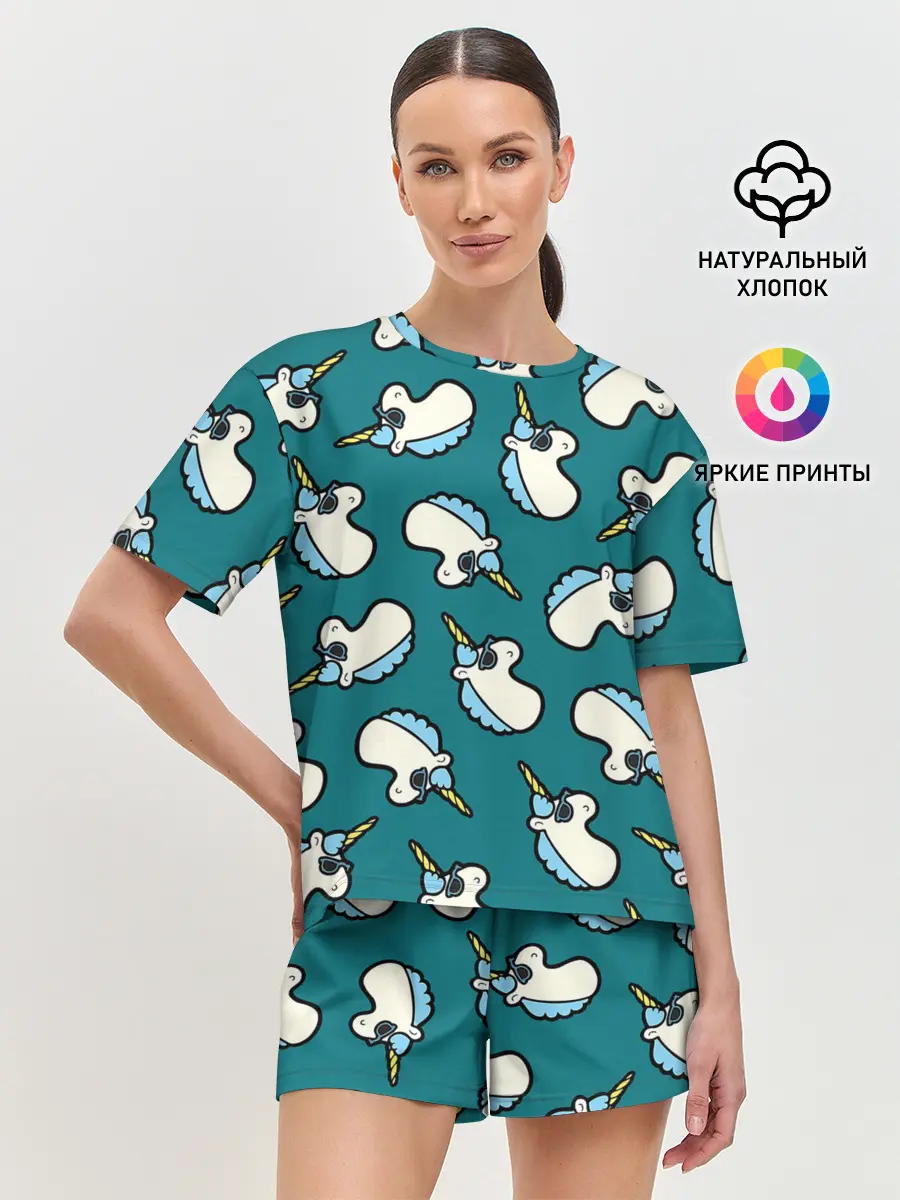 Женская пижама с шортами / Крутые Единороги