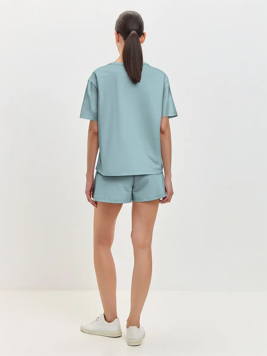 Женская пижама с шортами / Котик грустит