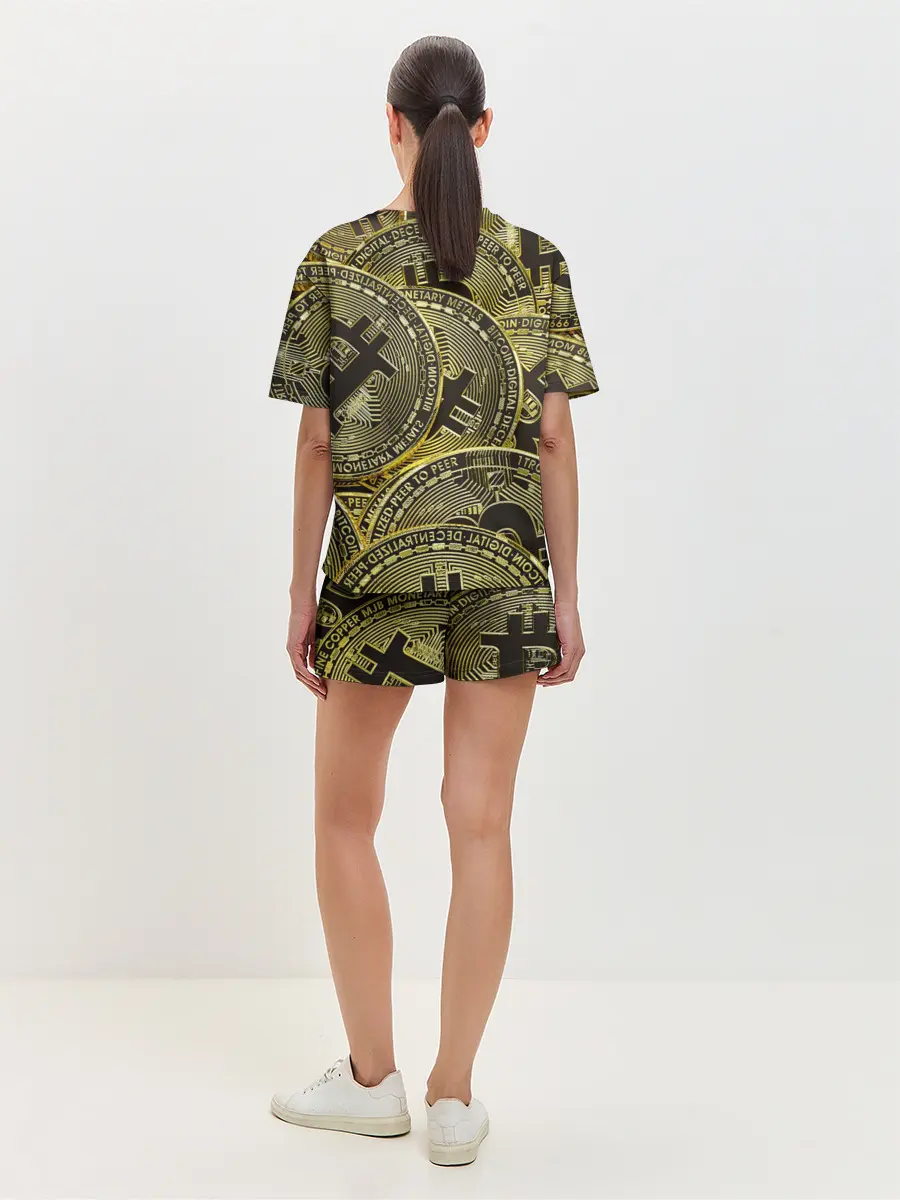 Женская пижама с шортами / БИТКОИНЫ МОНЕТЫ