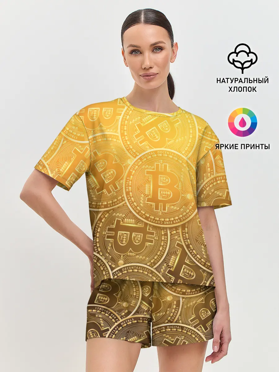 Женская пижама с шортами / БИТКОИН МОНЕТЫ