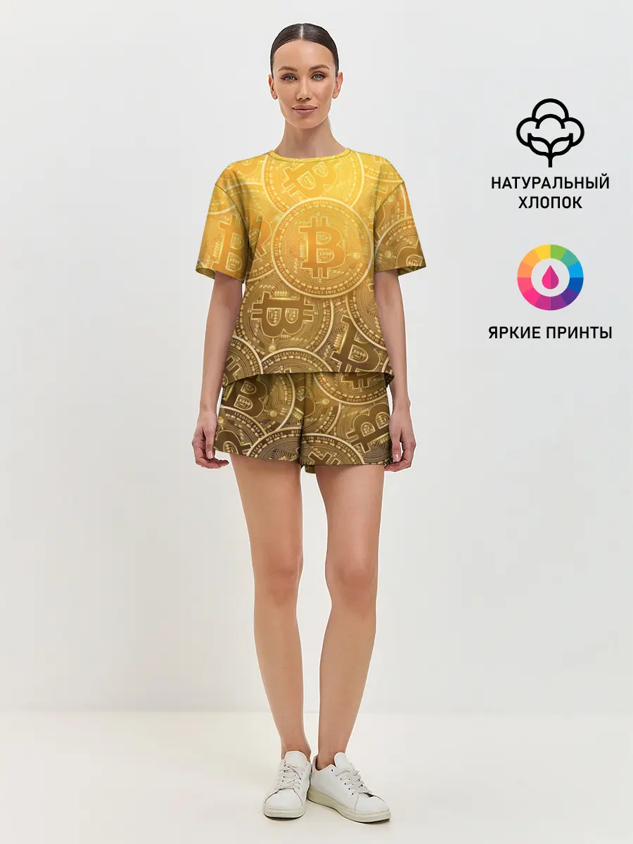 Женская пижама с шортами / БИТКОИН МОНЕТЫ