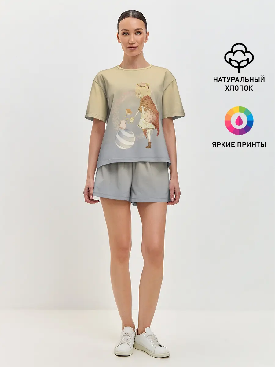 Женская пижама с шортами / девочка и мышка друзья