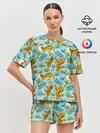 Женская пижама с шортами / Рычащие Тигры Паттерн