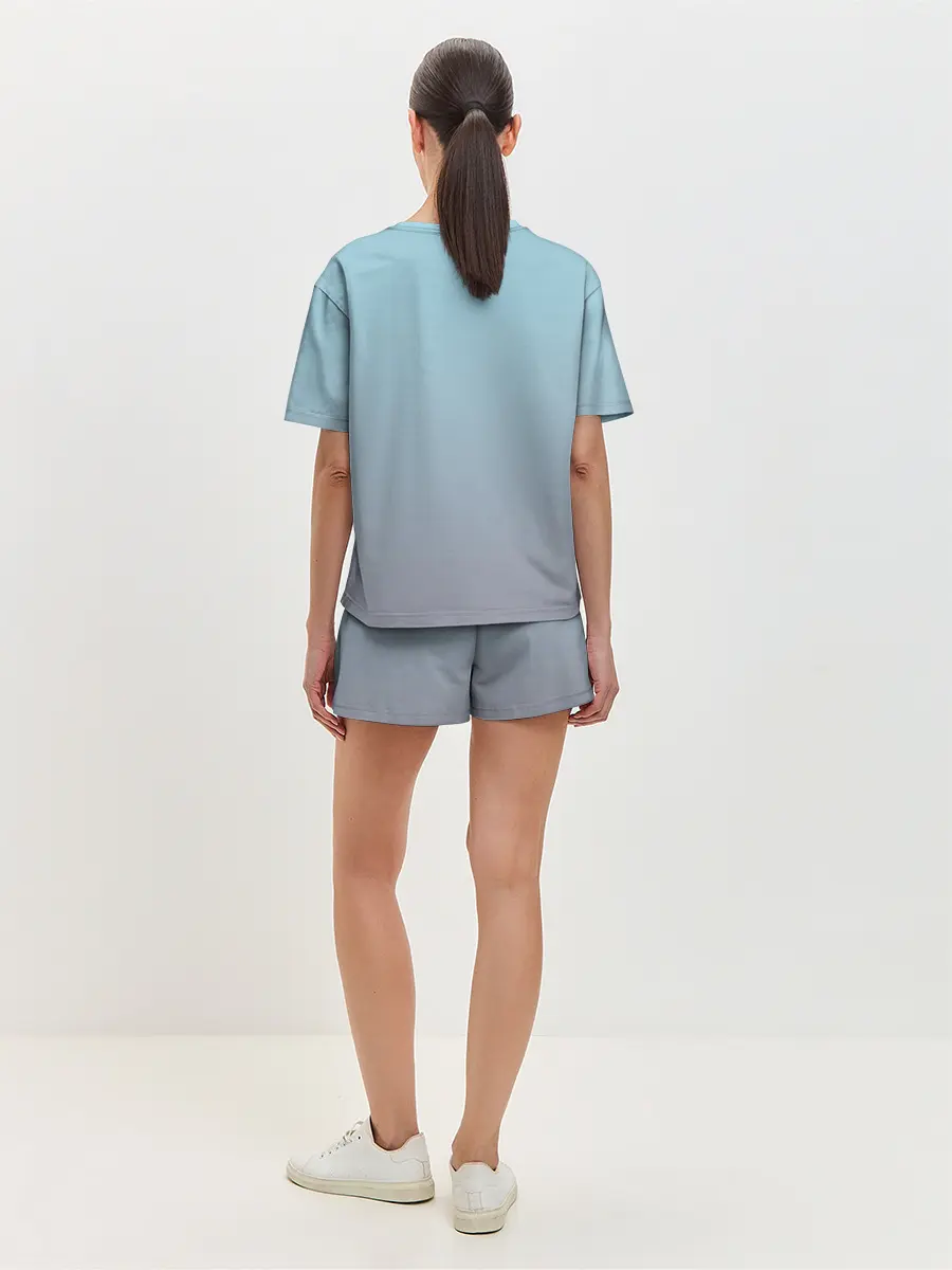 Женская пижама с шортами / кот с мороженкой