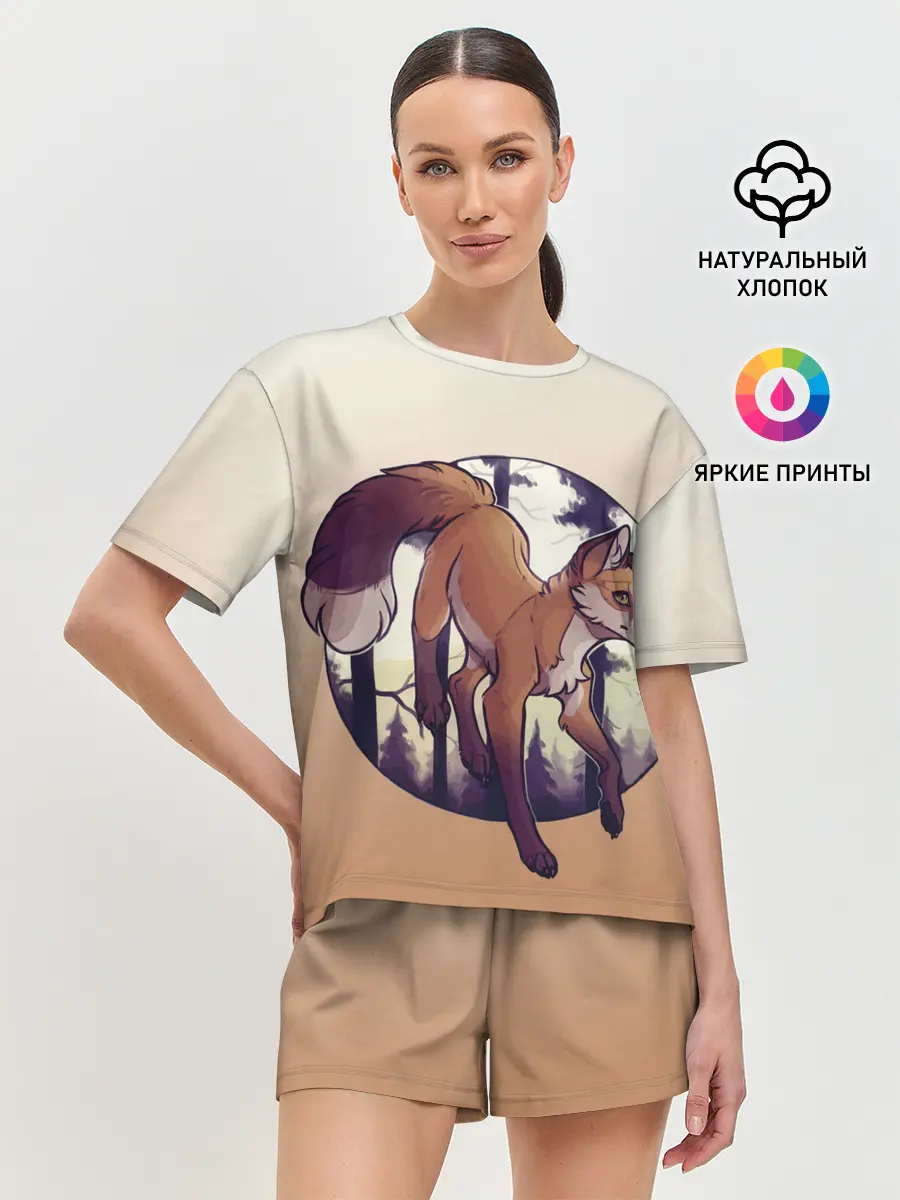 Женская пижама с шортами / Лисица рисунок