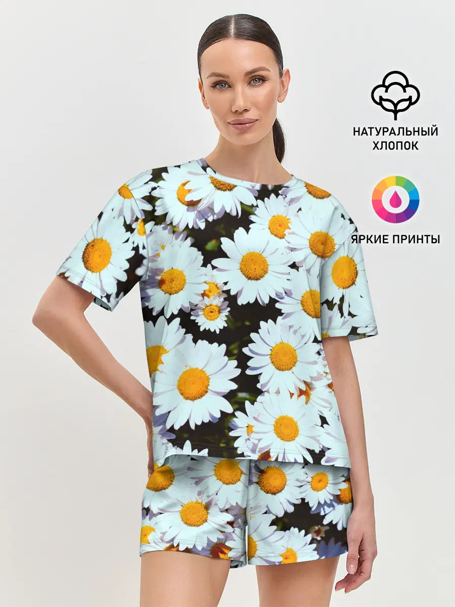Женская пижама с шортами / Ромашки