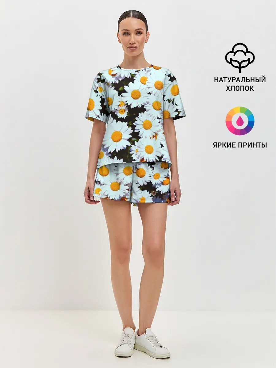 Женская пижама с шортами / Ромашки