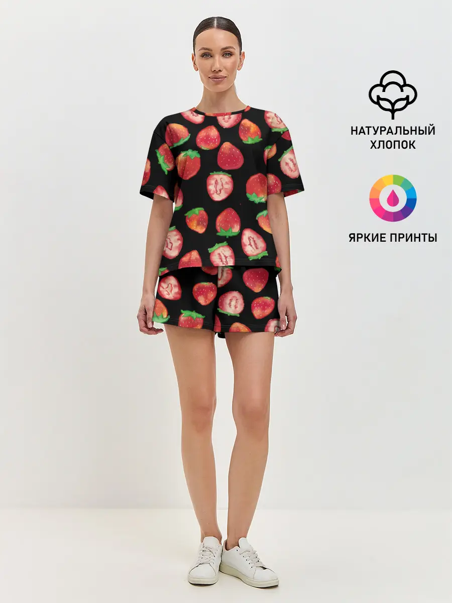 Женская пижама с шортами / Клубничка