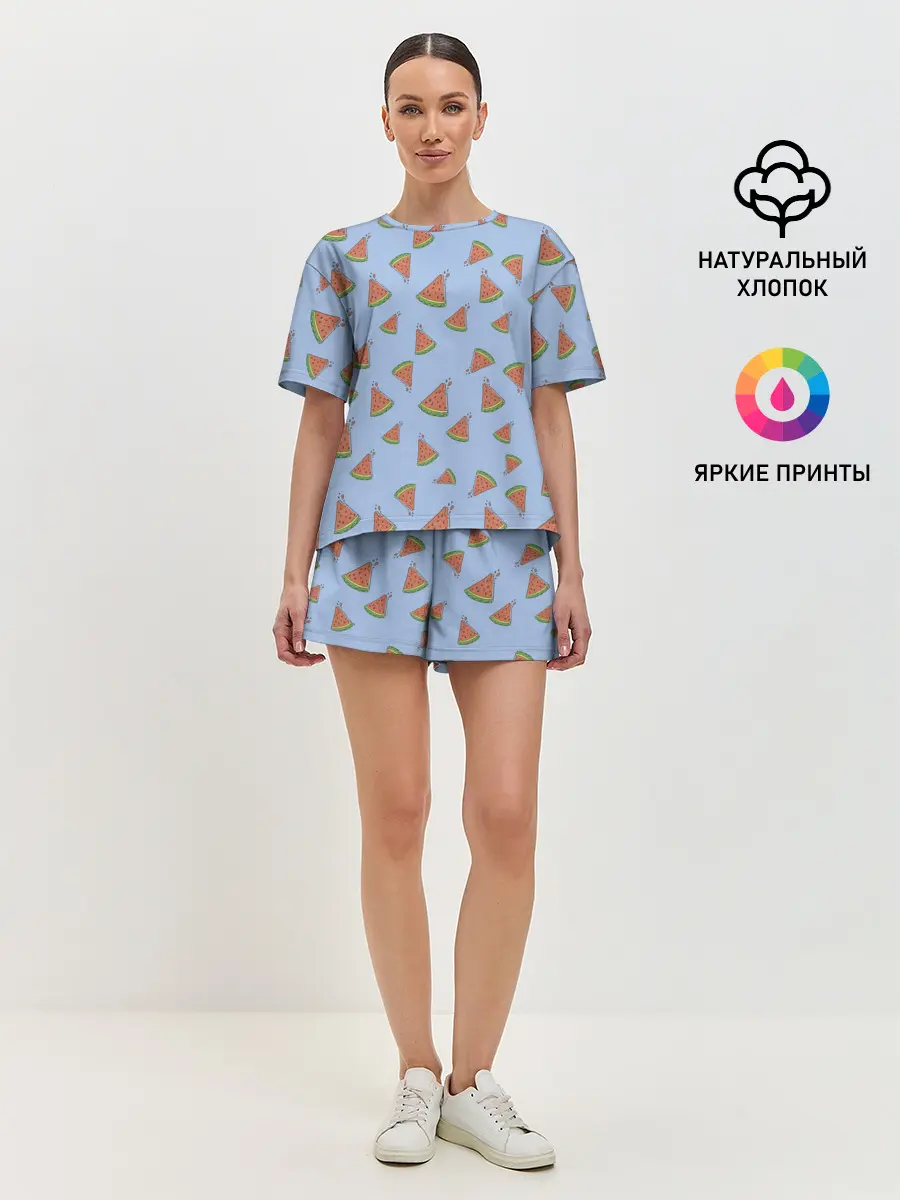 Женская пижама с шортами / Кусочки арбуза