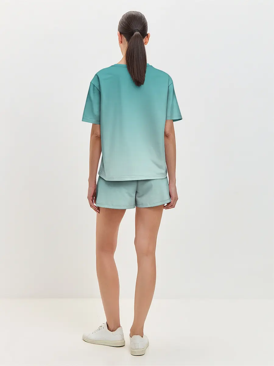 Женская пижама с шортами / котик на подстилке