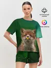Женская пижама с шортами / Лисенок нюхает цветок
