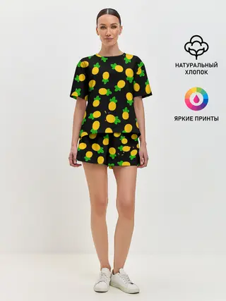 Женская пижама с шортами / Ананасы