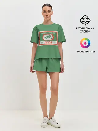 Женская пижама с шортами / Спички green