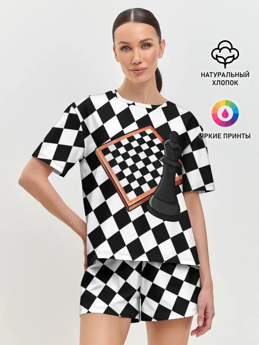 Женская пижама с шортами / Шахматы