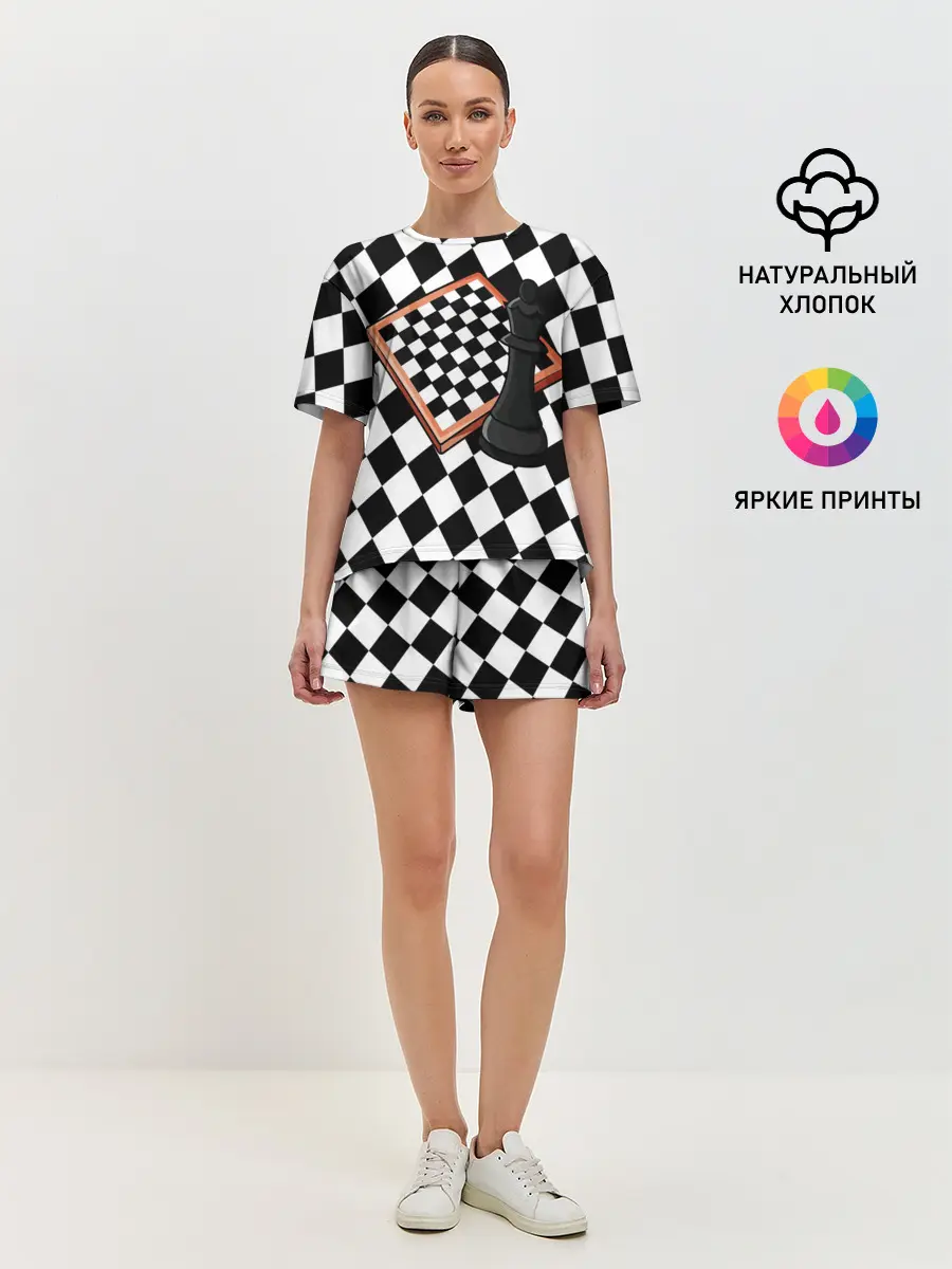 Женская пижама с шортами / Шахматы