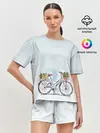 Женская пижама с шортами / акварельный велосипед
