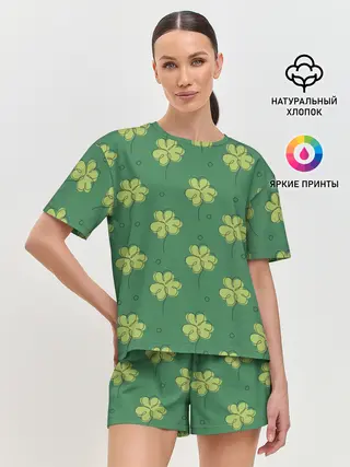 Женская пижама с шортами / Узор на День святого Патрика