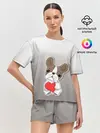 Женская пижама с шортами / французский бульдог сердечко