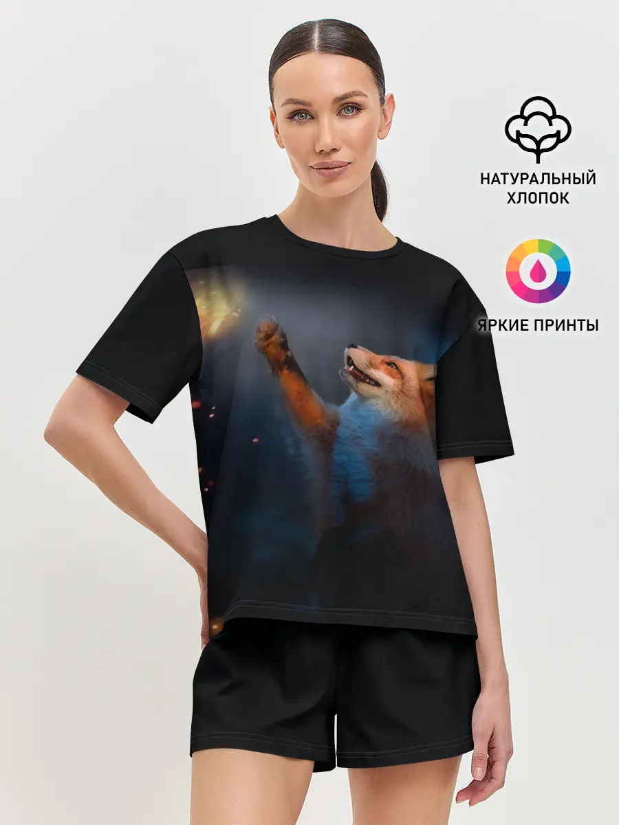 Женская пижама с шортами / Лиса и огонек