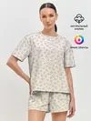 Женская пижама с шортами / узор мелкие цветочки