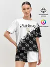 Женская пижама с шортами / Чёрный клевер черно-белый разрыв