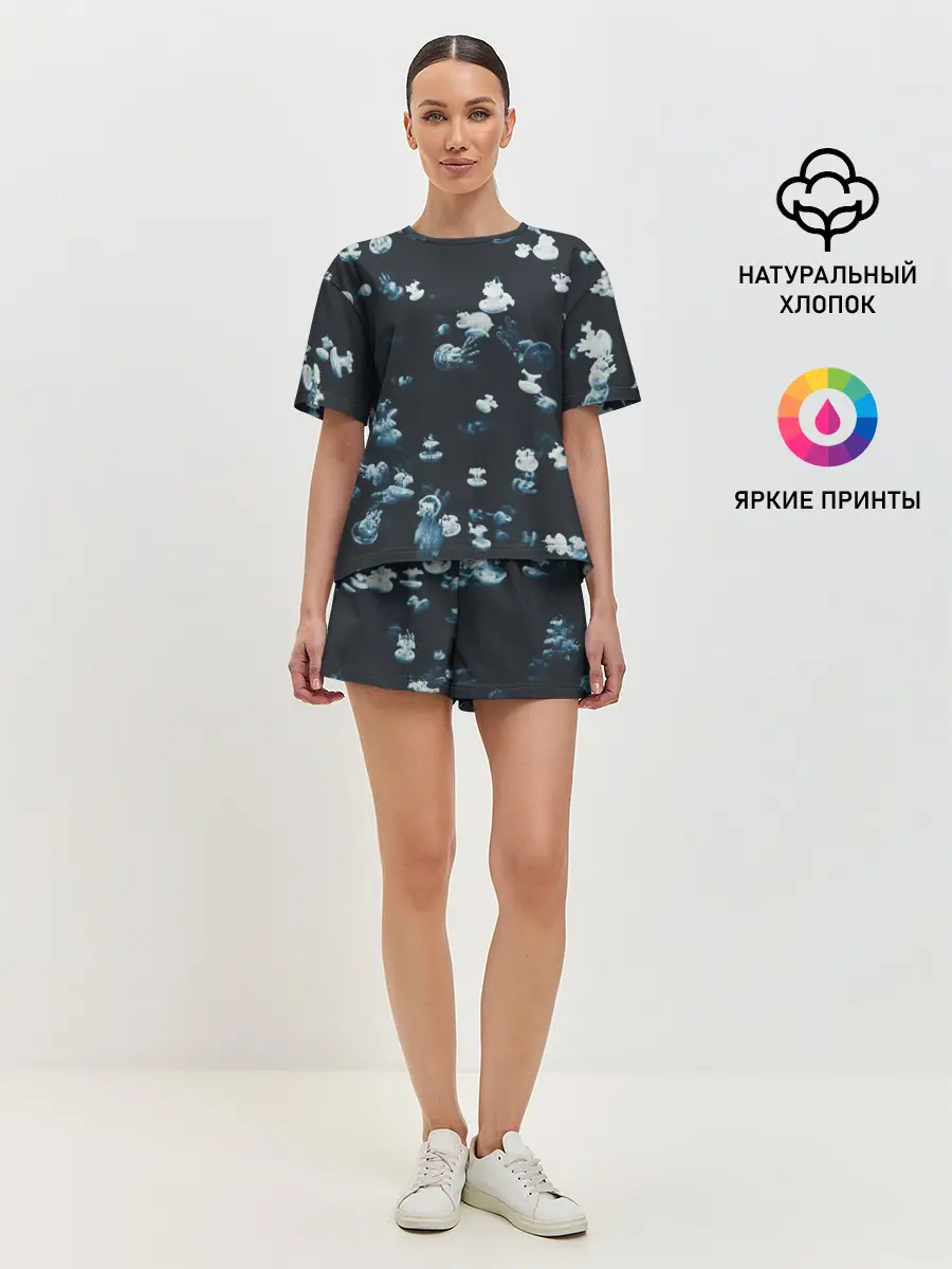 Женская пижама с шортами / Медузы