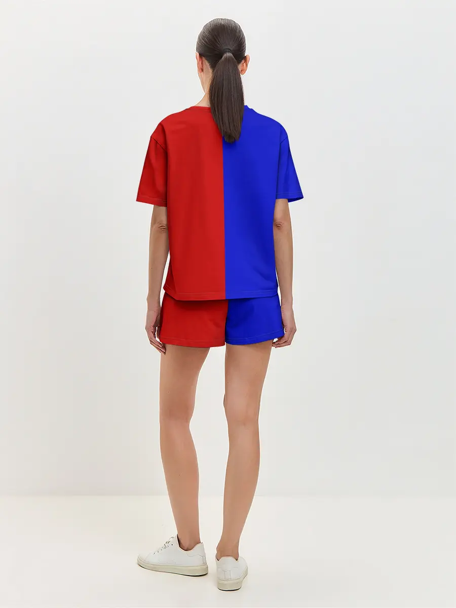 Женская пижама с шортами / Красно-синий
