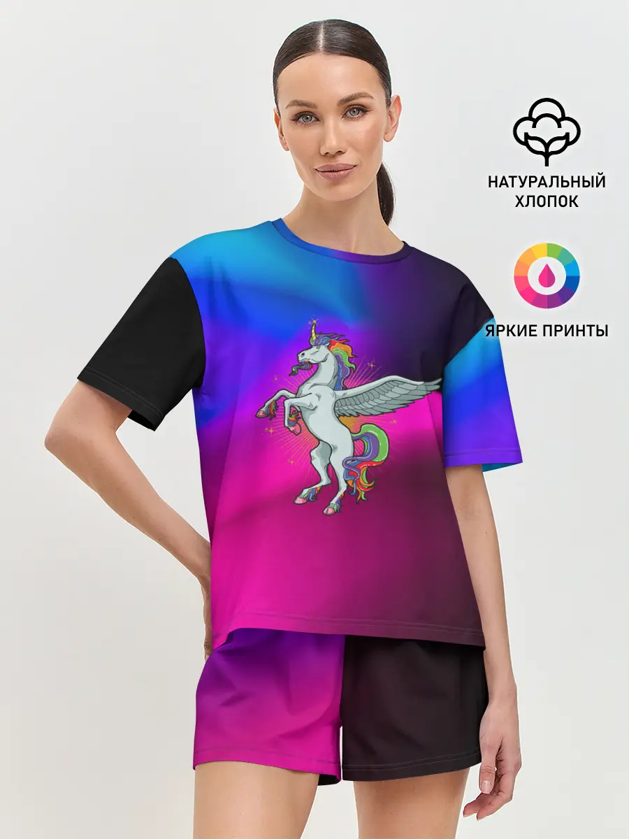 Женская пижама с шортами / Единорог | Unicorn