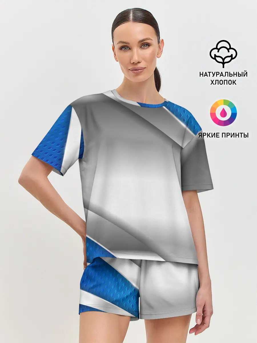 Женская пижама с шортами / 3D СЕРЕБРО BLUE LINES