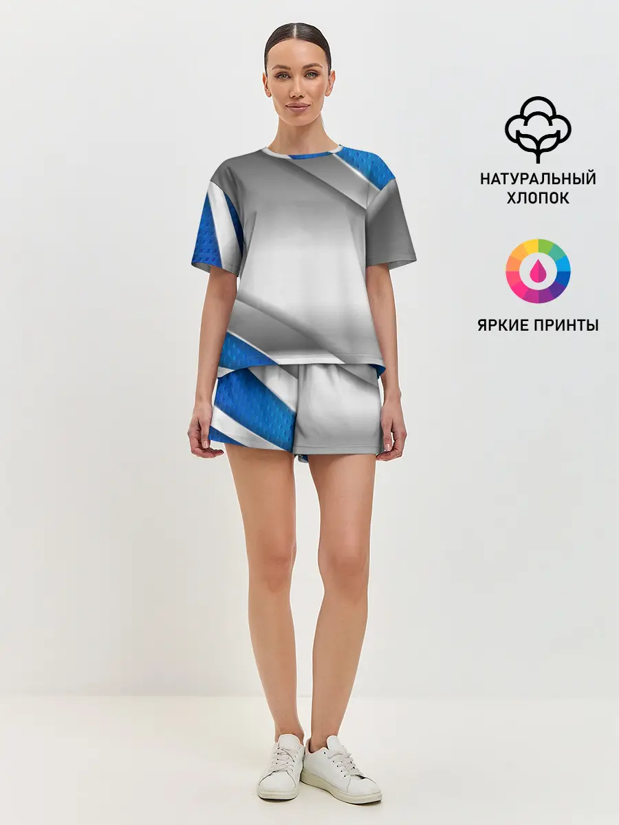 Женская пижама с шортами / 3D СЕРЕБРО BLUE LINES
