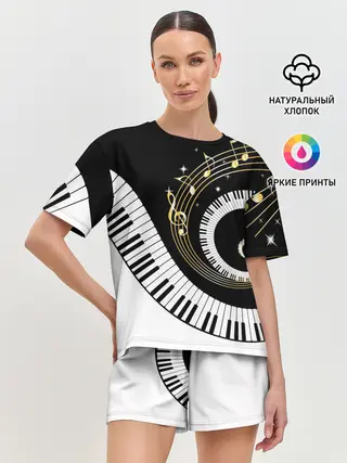 Женская пижама с шортами / МУЗЫКАЛЬНЫЙ УЗОР