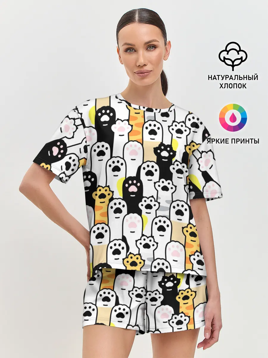 Женская пижама с шортами / КОШАЧИЬ ЛАПЫ