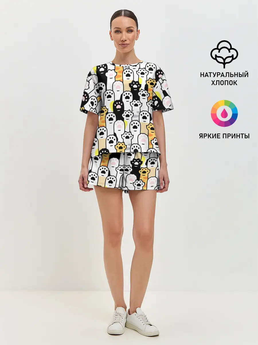 Женская пижама с шортами / КОШАЧИЬ ЛАПЫ