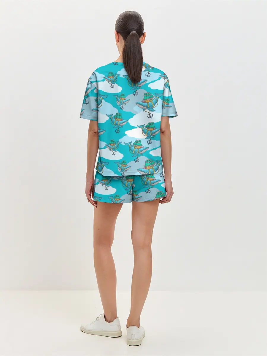 Женская пижама с шортами / Киты и корабль