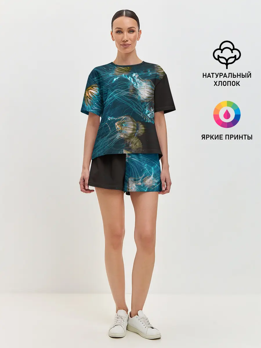 Женская пижама с шортами / Медузы