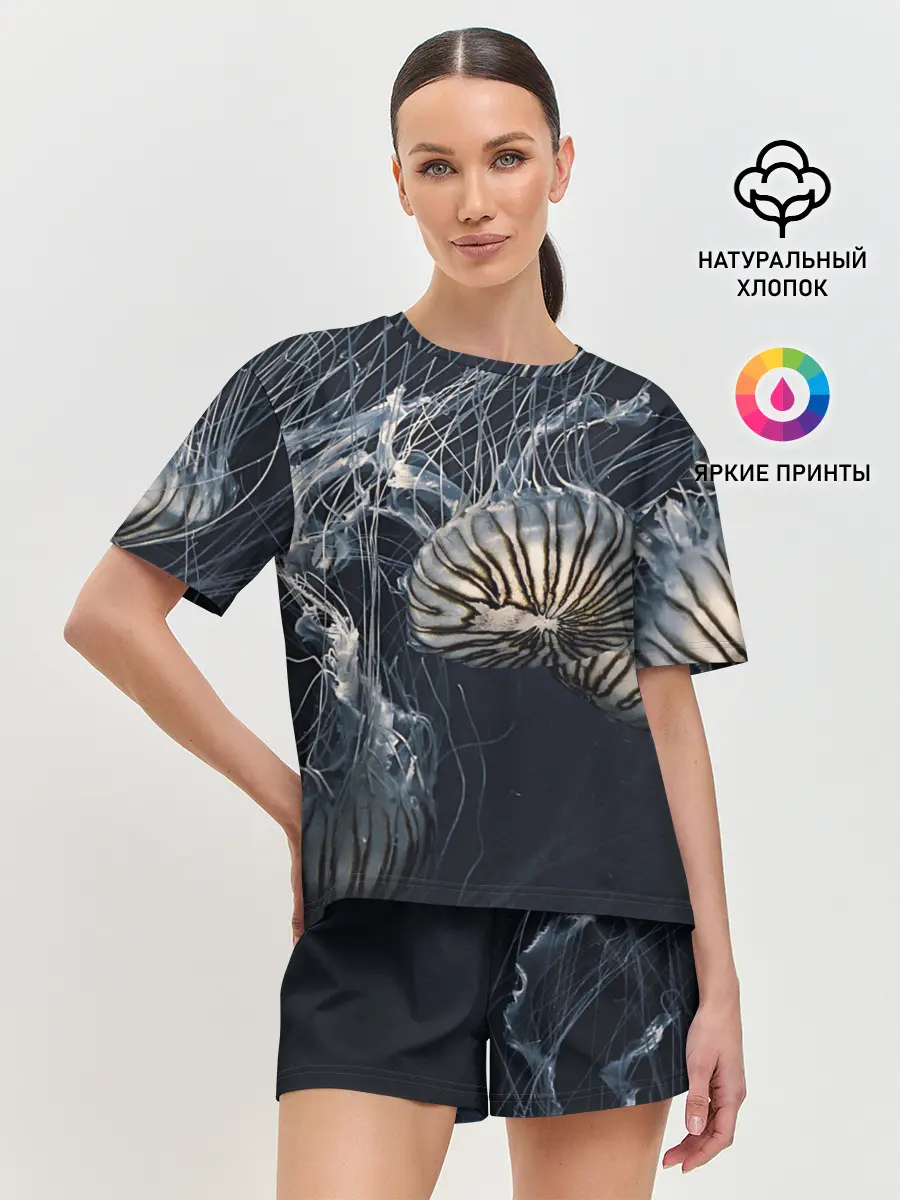 Женская пижама с шортами / Рисунок медуза