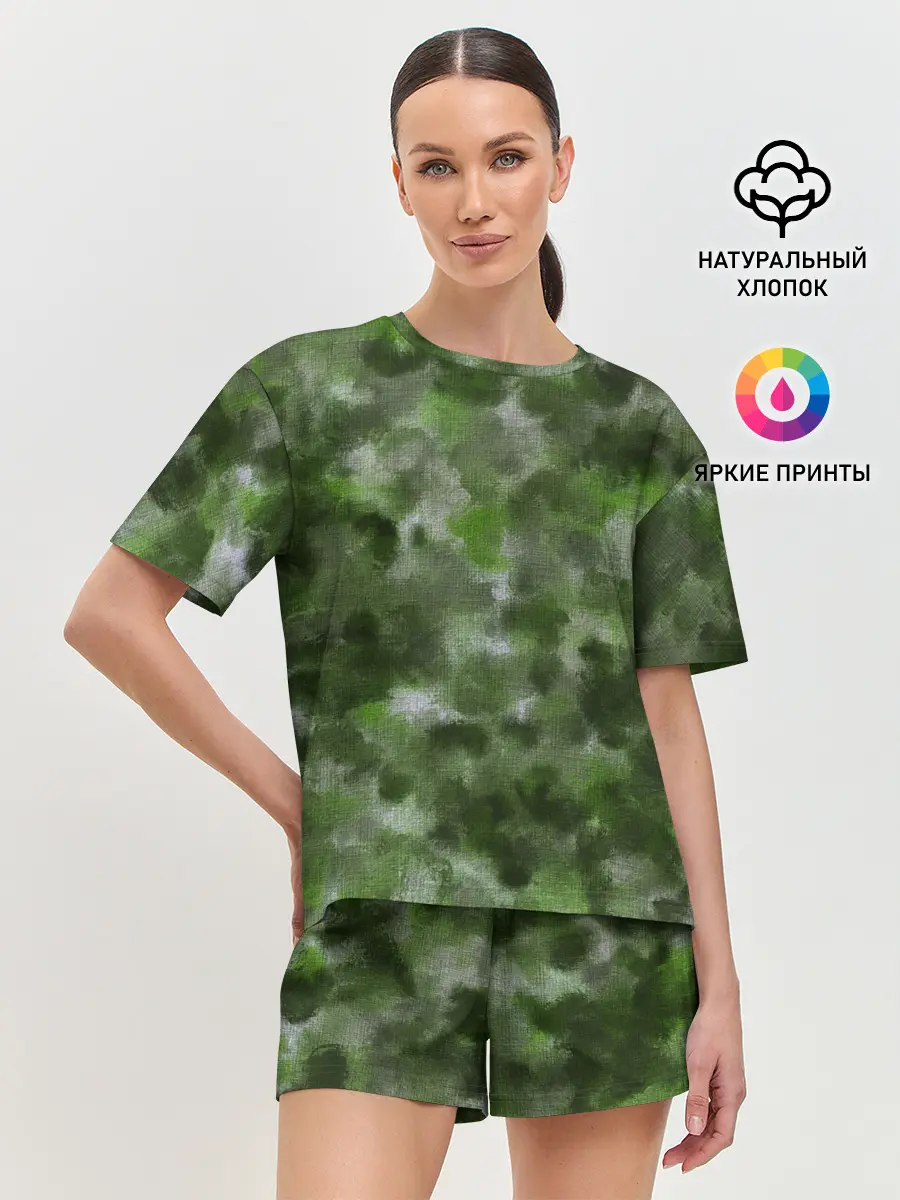 Женская пижама с шортами / Canvas Green Camo