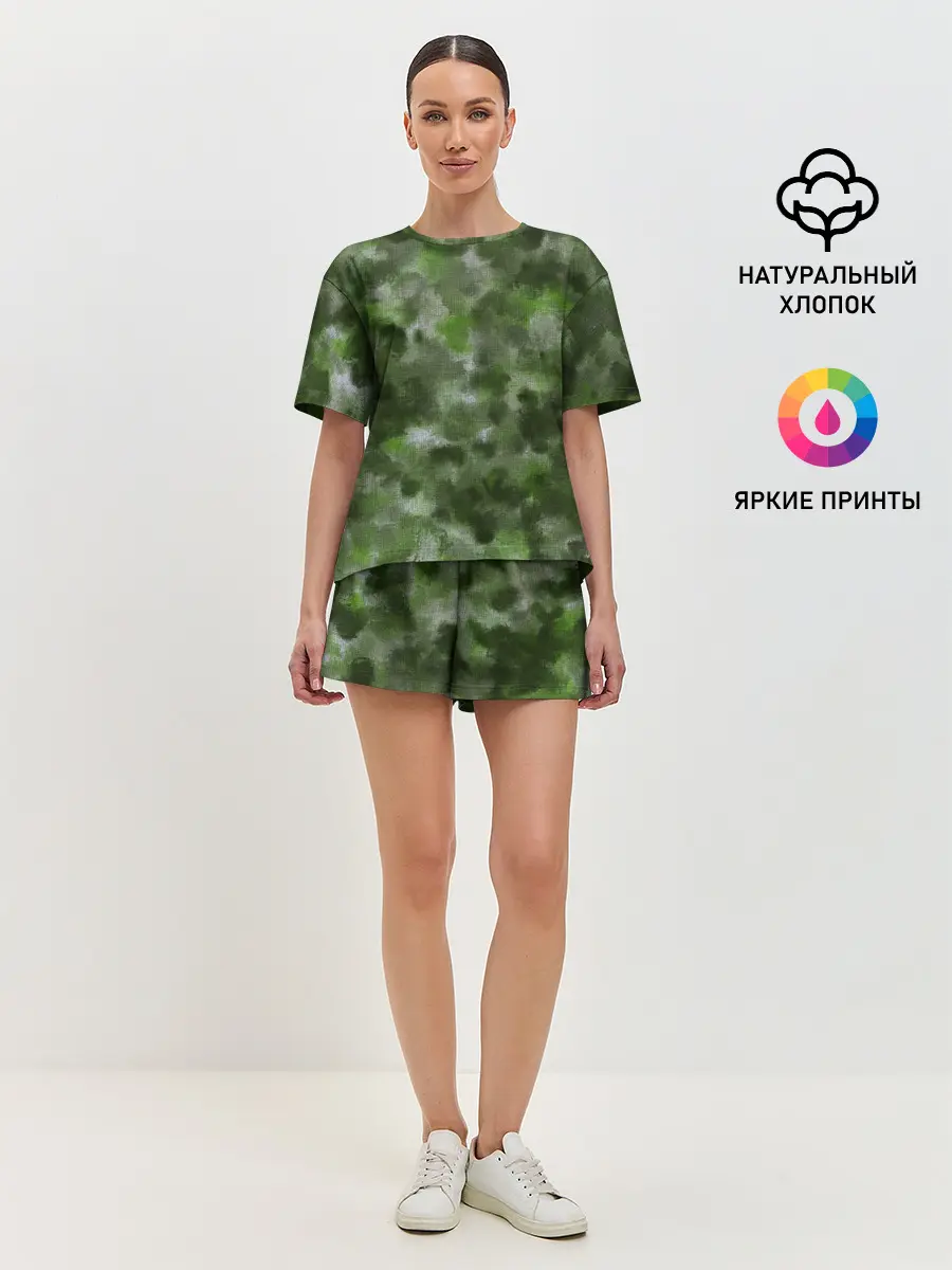 Женская пижама с шортами / Canvas Green Camo