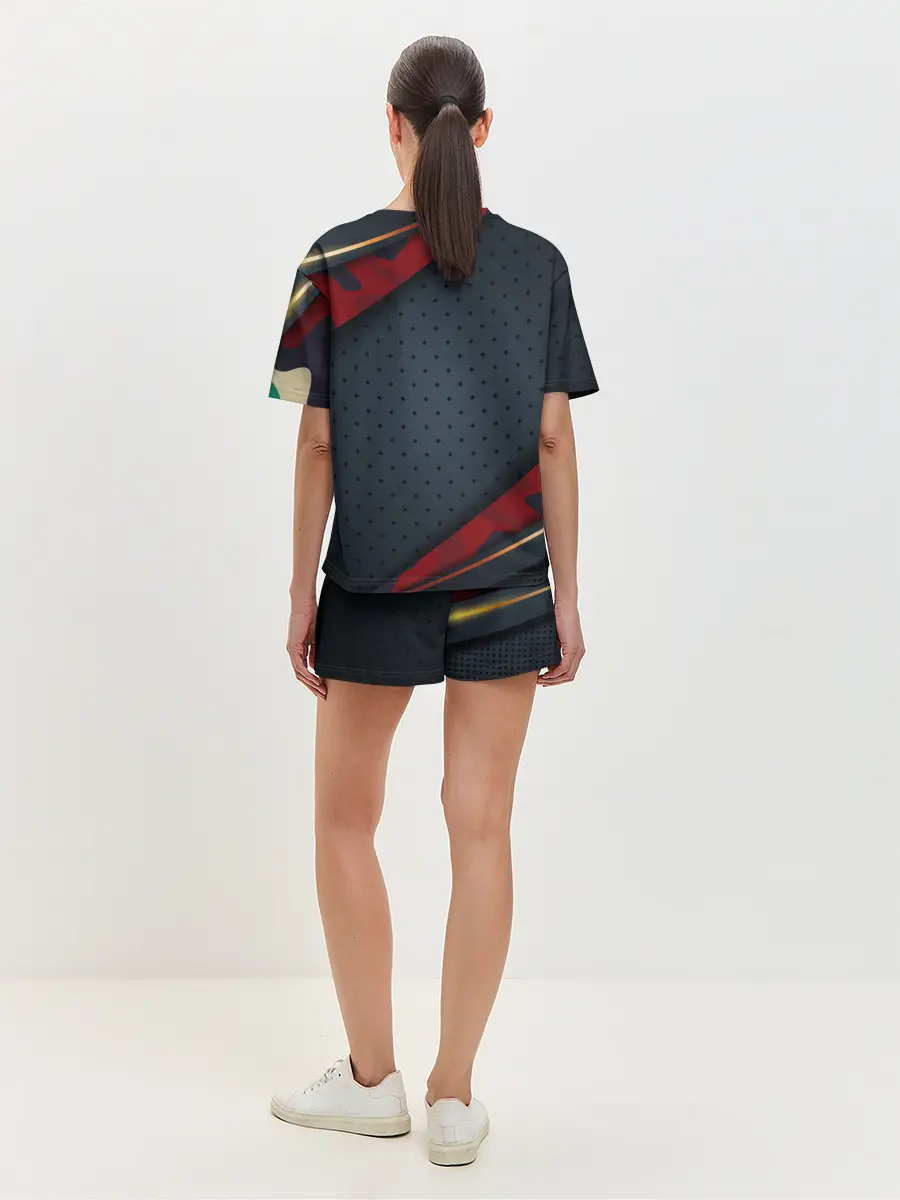 Женская пижама с шортами / 3D Dark red & black