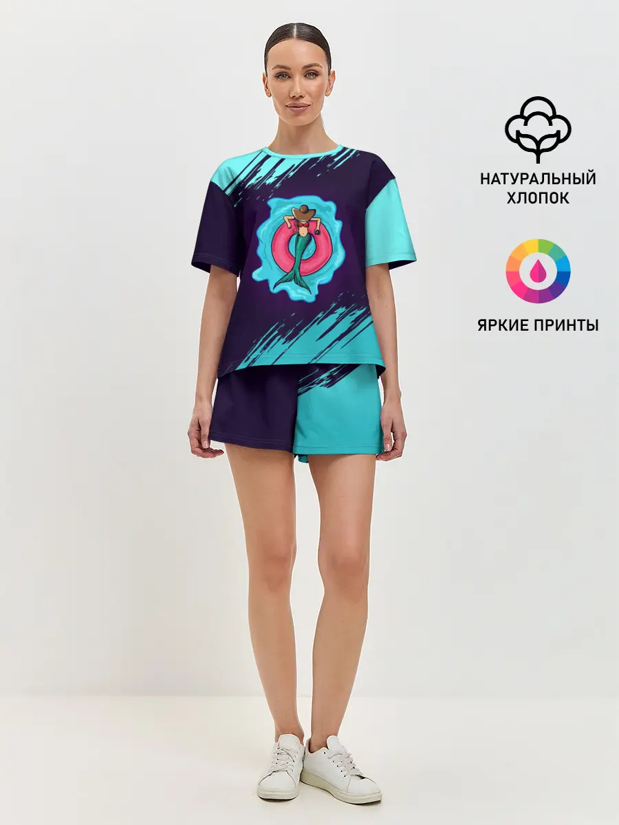 Женская пижама с шортами / Русалка на отдыхе | Mermaid