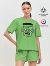 Женская пижама с шортами / Зеленый Франкенштейн