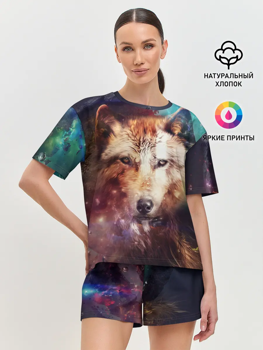 Женская пижама с шортами / Красивый волк