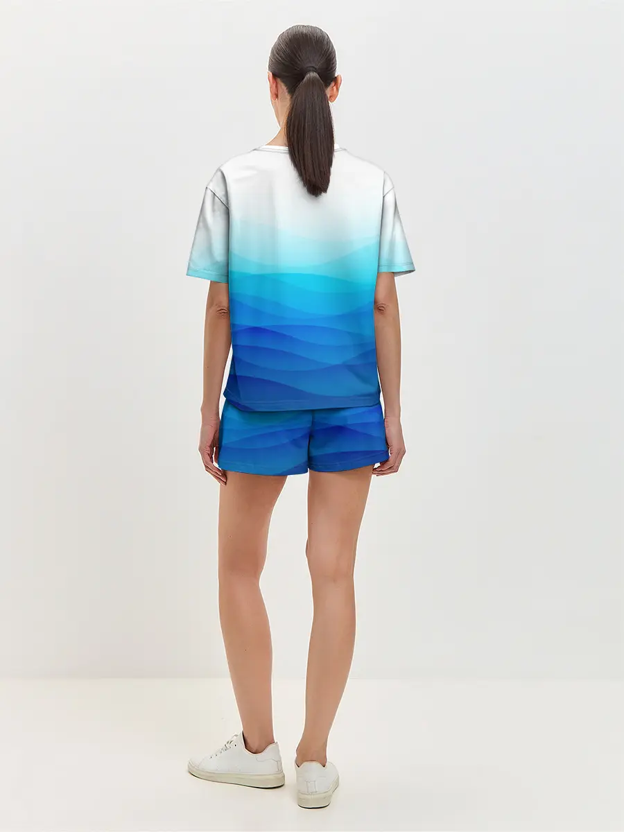 Женская пижама с шортами / Котик русалочка | Русалка с сердечком