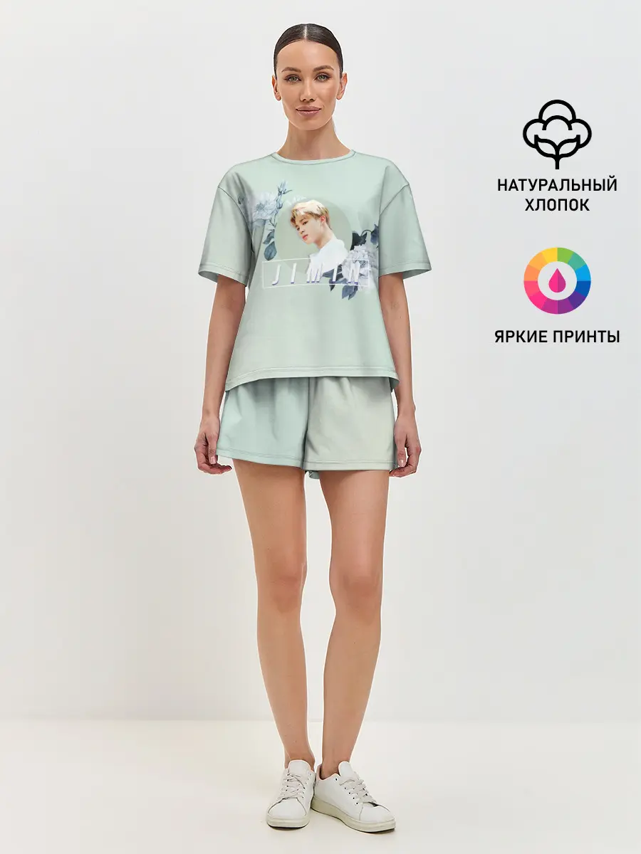 Женская пижама с шортами / Чимин в цветах