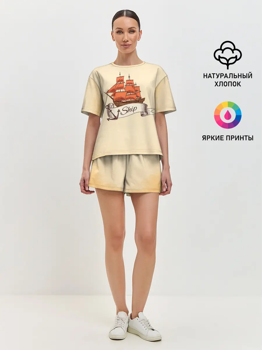 Женская пижама с шортами / Корабль Ship