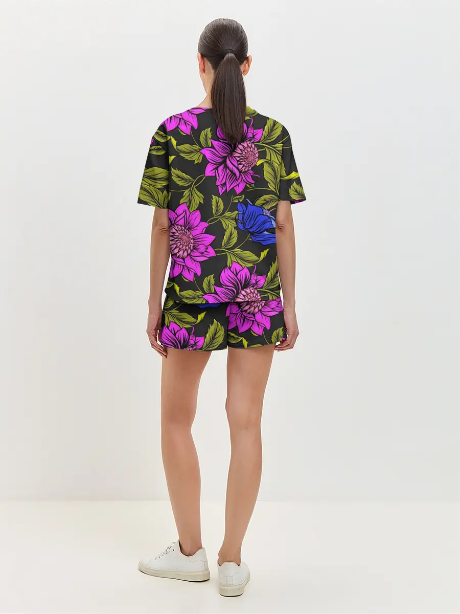 Женская пижама с шортами / Цветочный Паттерн