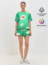 Женская пижама с шортами / Яйца на Зеленом Фоне