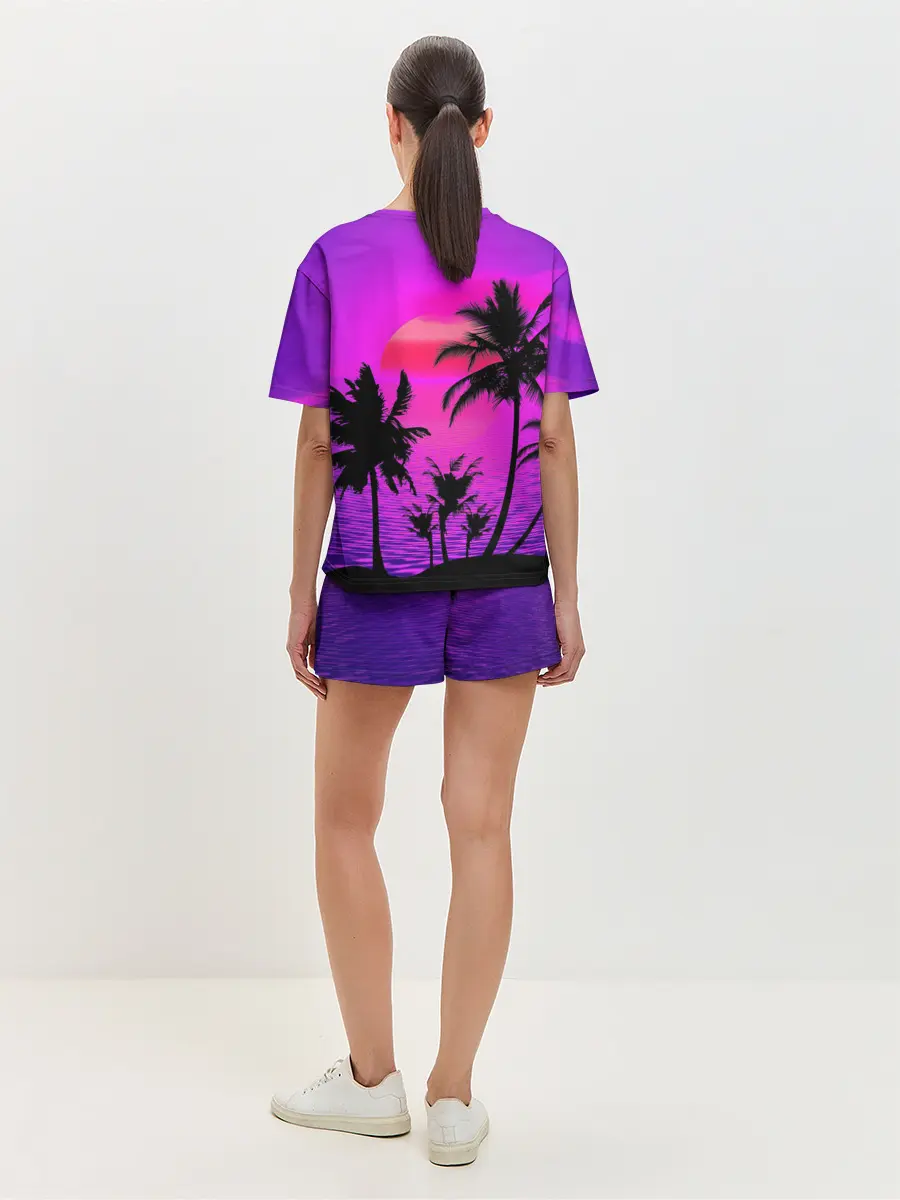 Женская пижама с шортами / Неоновый Закат