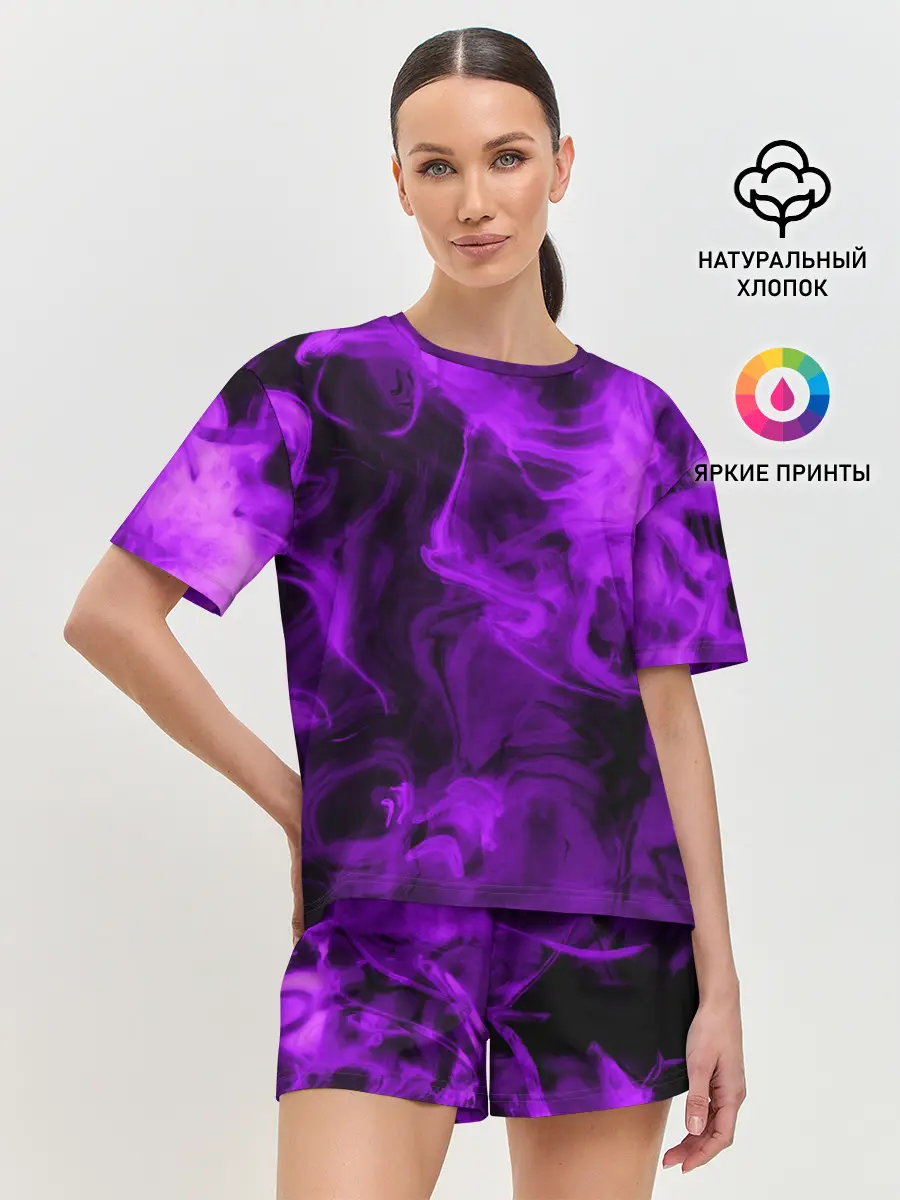 Женская пижама с шортами / Неоновый Дым