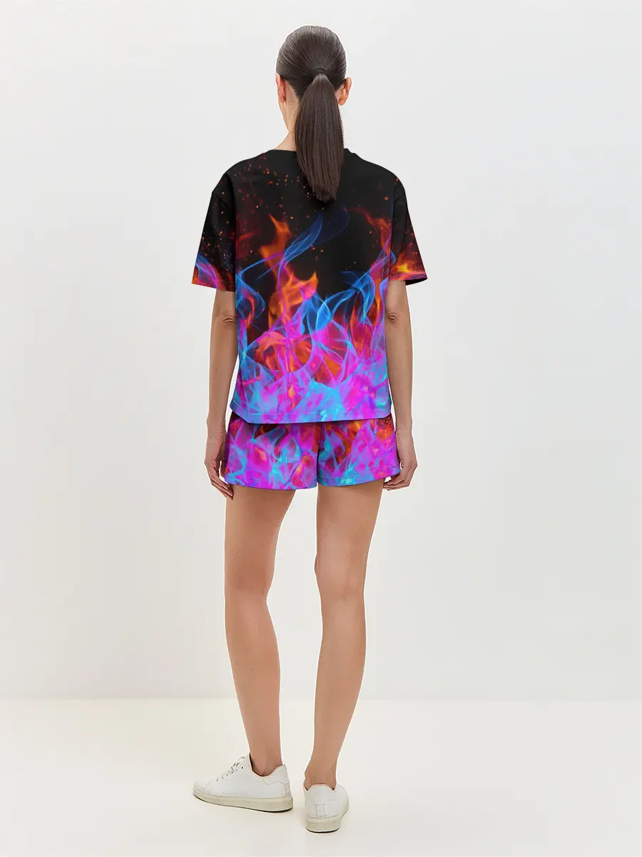 Женская пижама с шортами / ТРИ ОГНЯ / FIRE / СИНИЙ ОГОНЬ